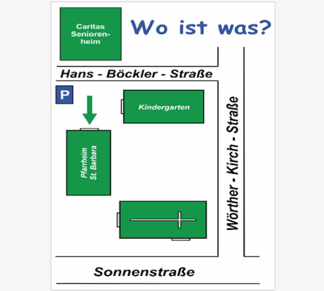 Wo ist was - Lageplan St. Barbara Peißenberg